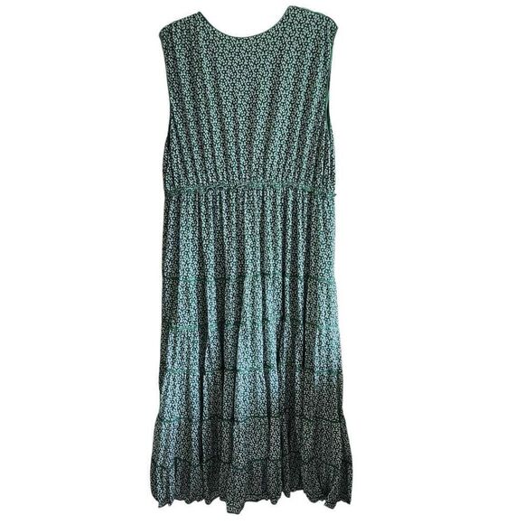 Max Studio Dress 2XL Plus Midi Tiered Sleeveless Floral Boho Green - Picture 3 of 6